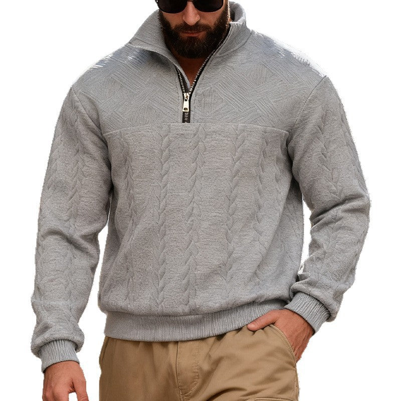 Fleece pullover for men with half-zip and textured pattern Chic und Stil