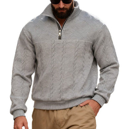 Fleece pullover for men with half-zip and textured pattern Chic und Stil