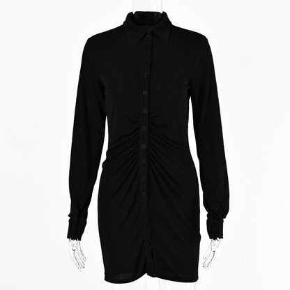 Robe chemise mi-longue pour femmes avec patte de boutonnage et fronces Chic und Stil