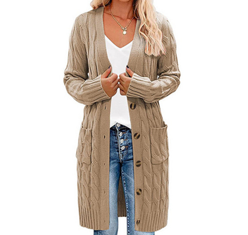 Dames Gros Tricot Cardigan avec Poches et Détails de Boutons Chic und Still