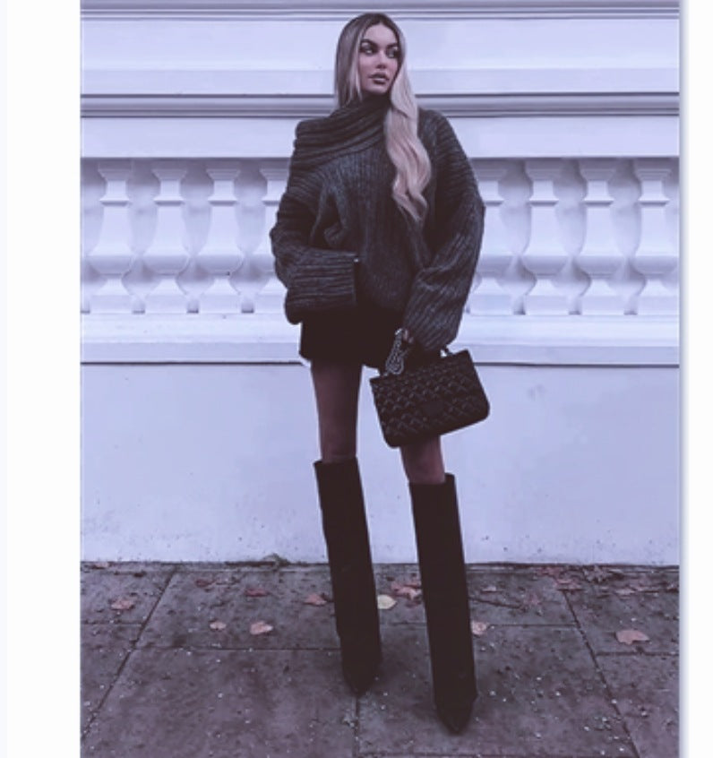 Pull en tricot douillet pour femmes avec un décolleté tendance à épaules dénudées Chic und Stil