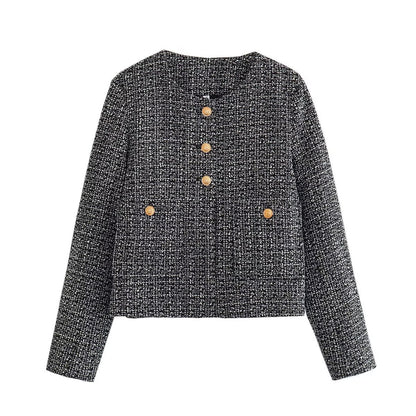 Fashionable tweed jacket for women with textured fabric Chic and Style