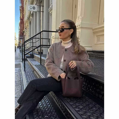 Dames élégante veste matelassée en fausse fourrure Chic und Stil