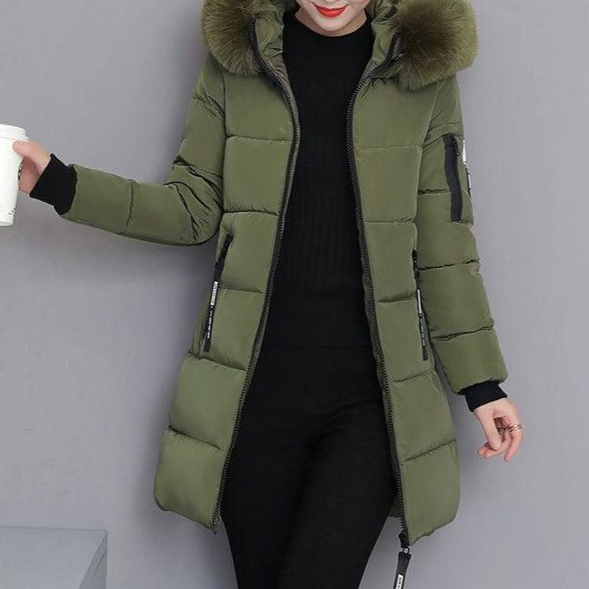 Veste matelassée à manches longues pour femmes avec col en fausse fourrure amovible Chic & Stil