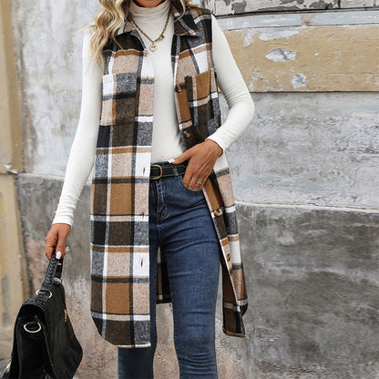 Dames Carre Long Gilet avec Boutons et Poches Pratiques Chic und Stil