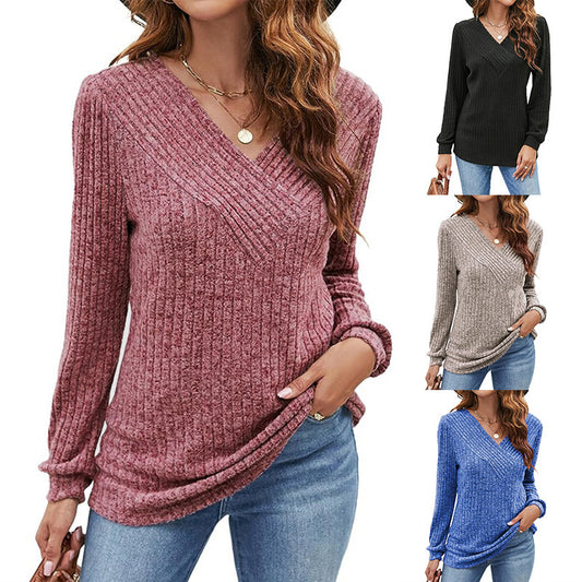 Pull-over à col en V texturé pour femmes Chic und Stil
