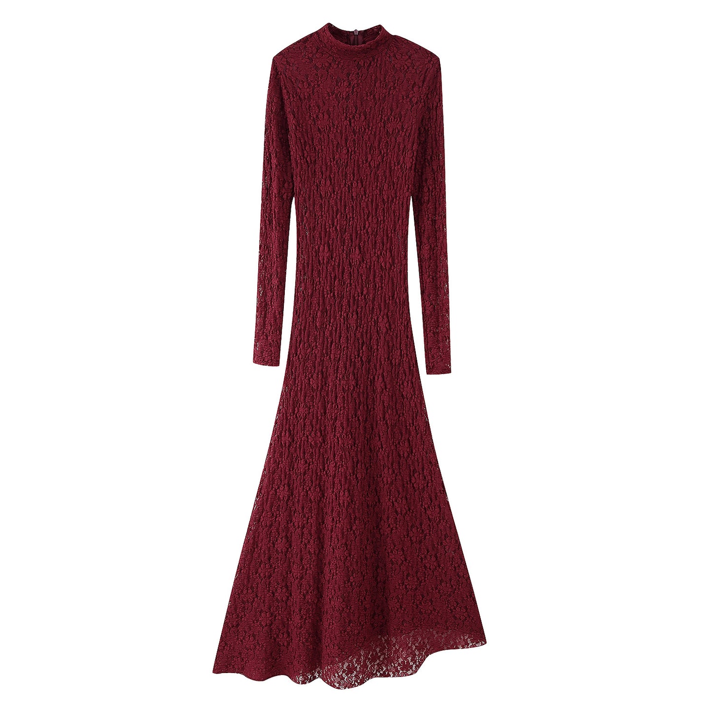Robe maxi pour femmes en fine dentelle avec manches longues et design hautement fermé Chic und Stil