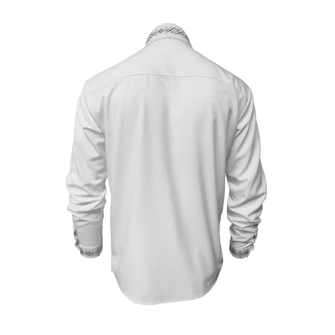 Chemise élégante à manches longues pour hommes avec col exclusif brodé Chic und Stil