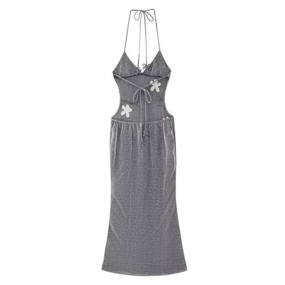 Robe maxi femme avec appliqués floraux et haut à nouer Chic und Stil