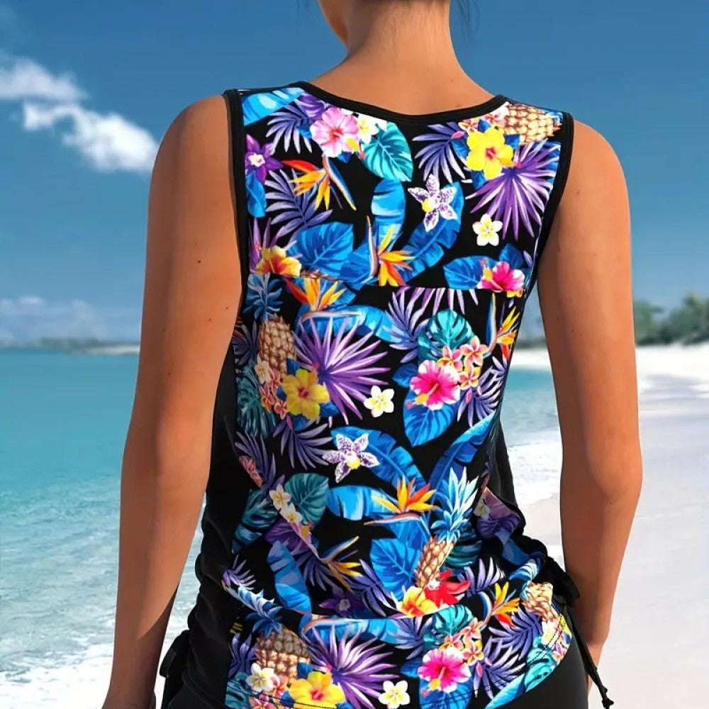 Women Trendy Floral Tankini and Chic Shorts