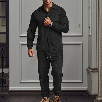 Casual long sleeve t-shirt set for men and chic jogging pants
