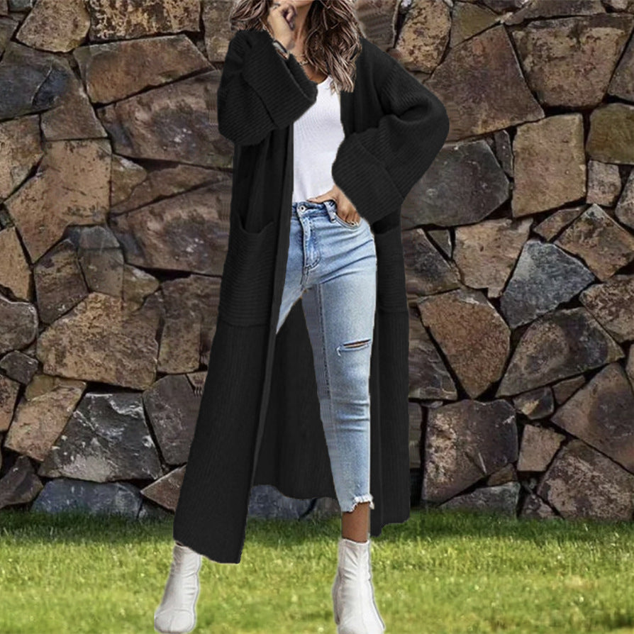 Dames Grand manteau en tricot avec poches profondes et coupe décontractée Chic und Stil