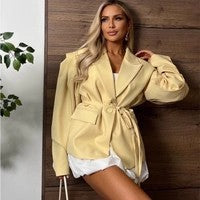 Dames élégant blazer oversize avec détail ceinture Chic und Stil