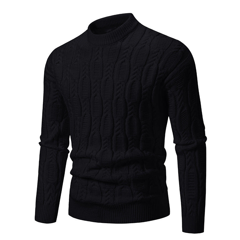 Chunky knit pullover for men with a modern cable pattern and a round neck Chic and Style