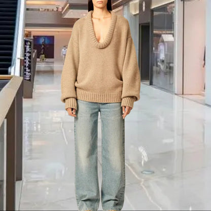 Pull en tricot pour femmes avec décolleté en V et coupe décontractée Chic und Stil