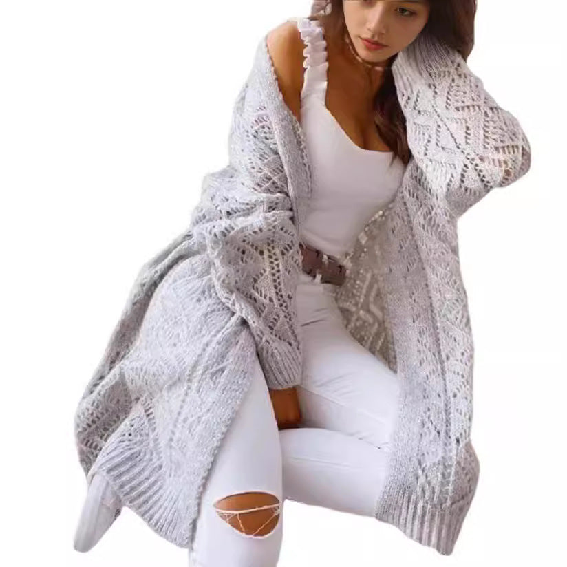 Dames Grand cardigan en tricot avec motif ajouré Chic und Stil