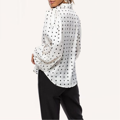 Blouse à manches ballons à pois pour femmes Chic und Stil