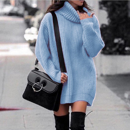 Robe en tricot pour femmes avec col montant et structure en côtes Chic und Stil