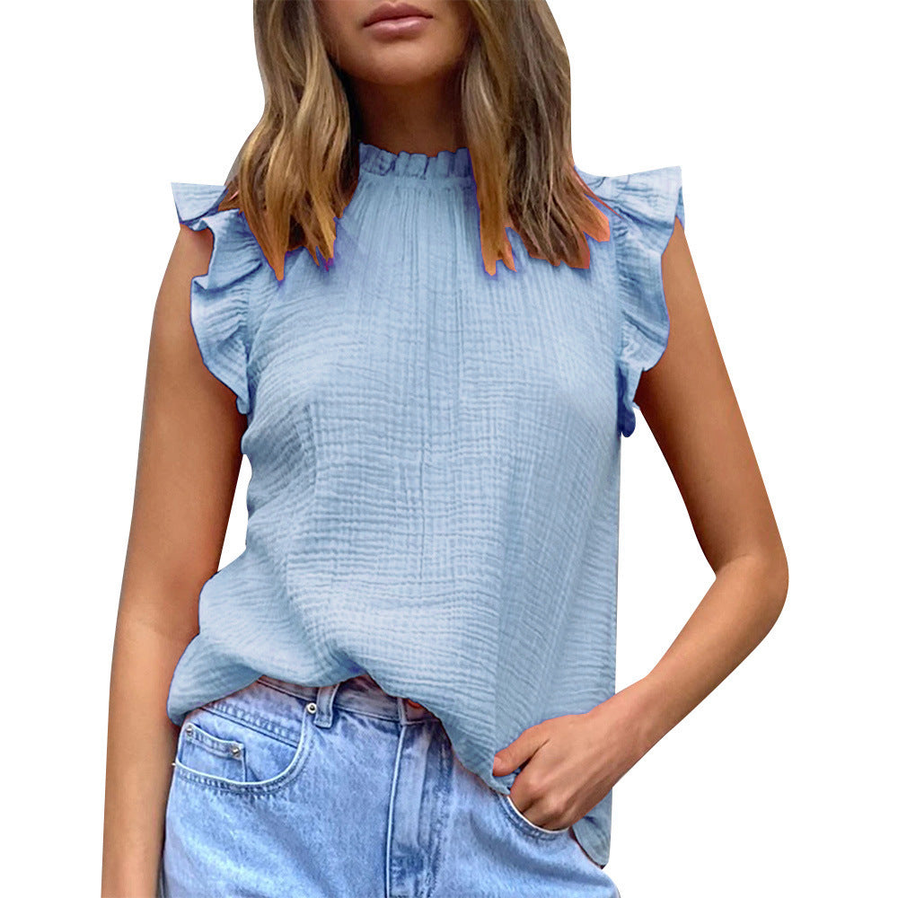 Blouse légère pour femmes avec des détails en volants et col montant Chic und Stil