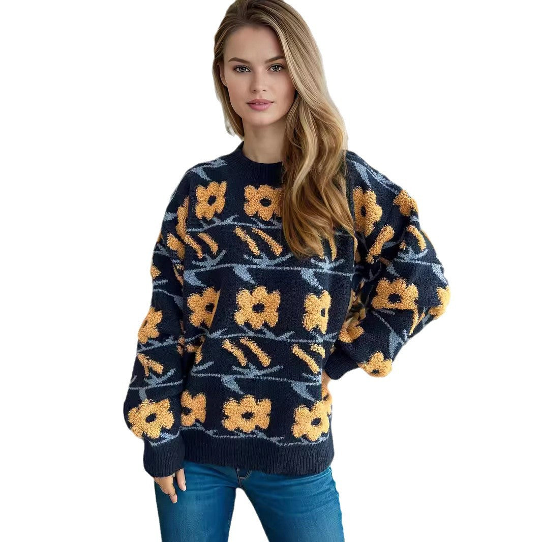 Pull en tricot pour dames avec motif floral et coupe décontractée Chic und Stil