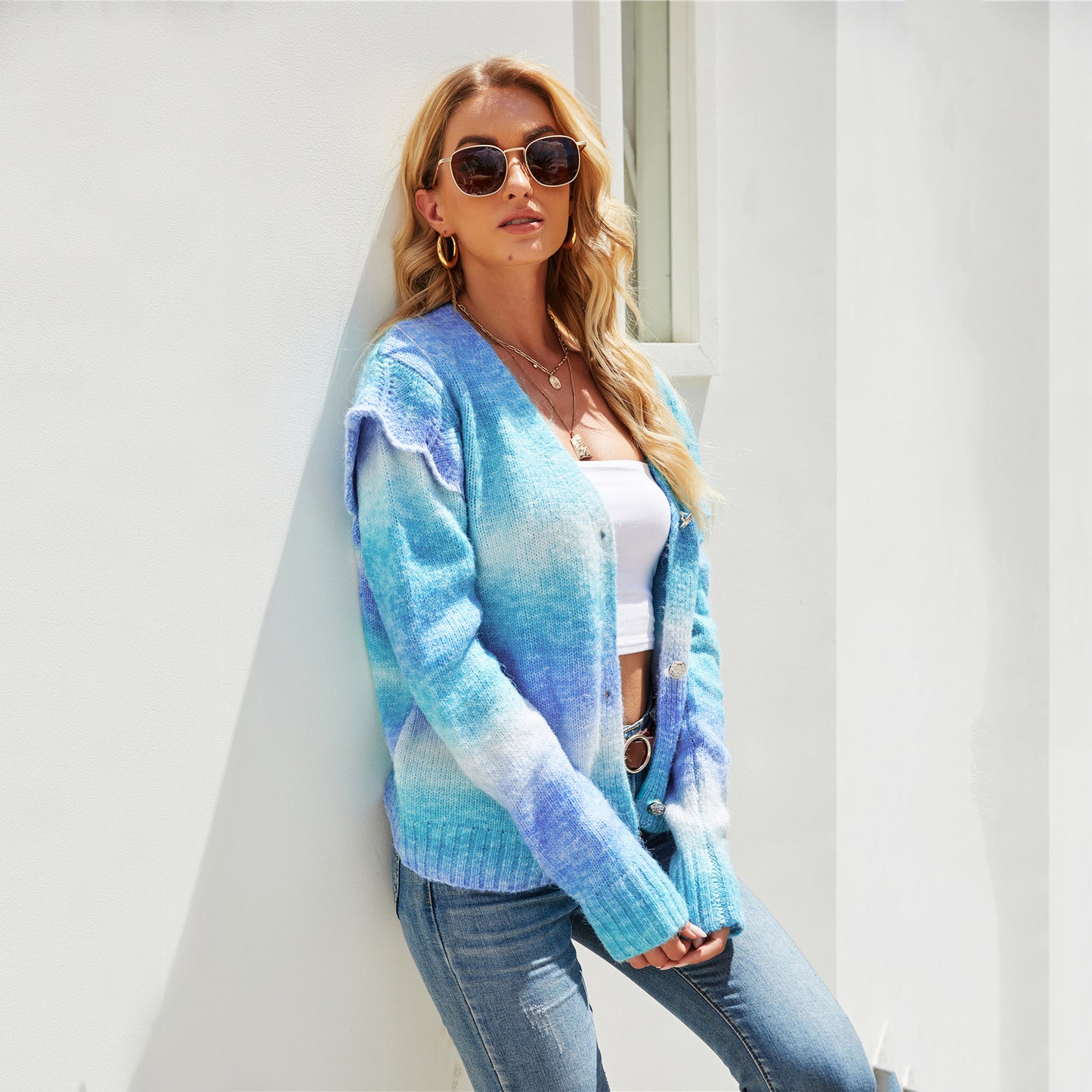 Dames Gilet coloré à col en V Chic und Stil