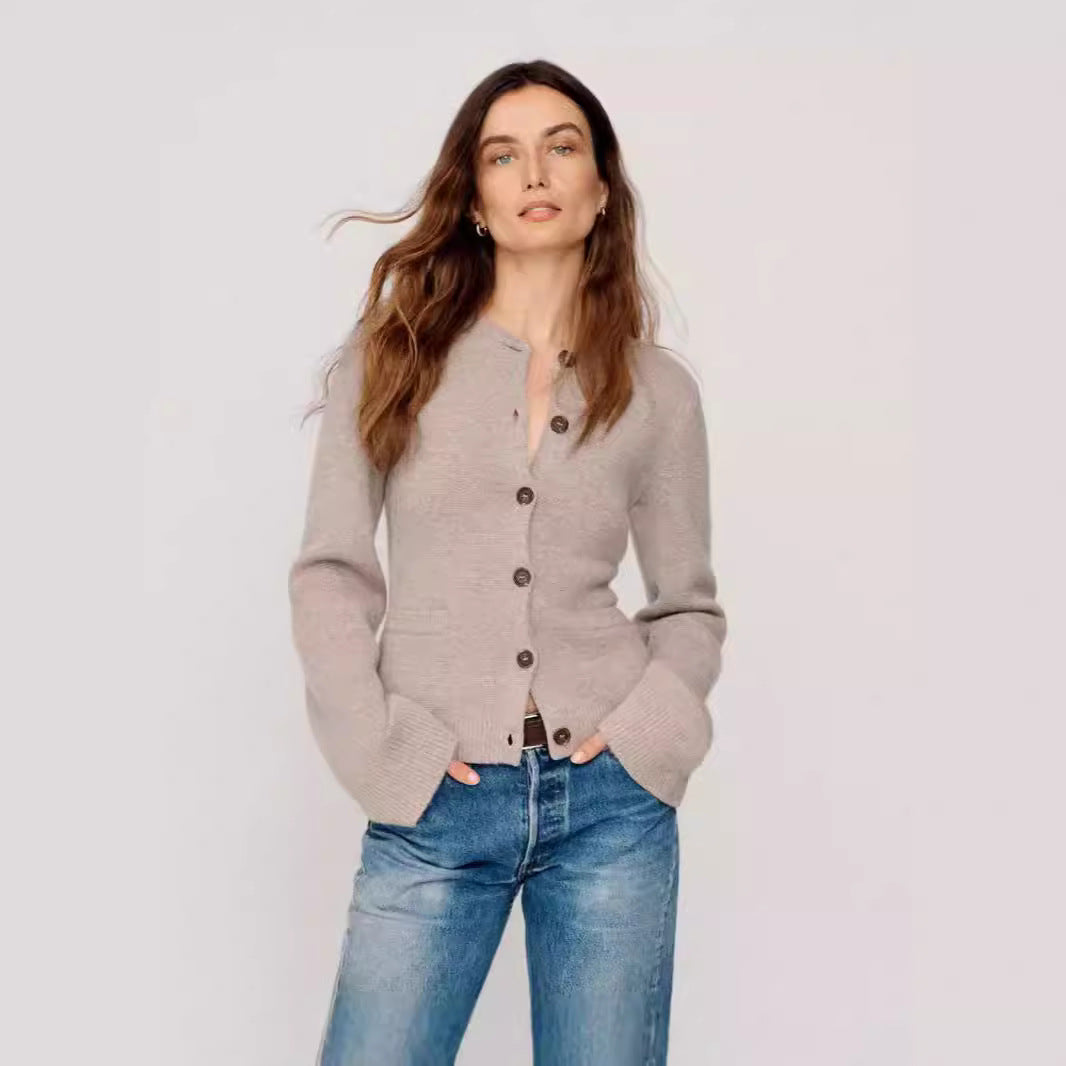 Dames élégant gilet en tricot avec détails de bouton et poches pratiques Chic und Stil