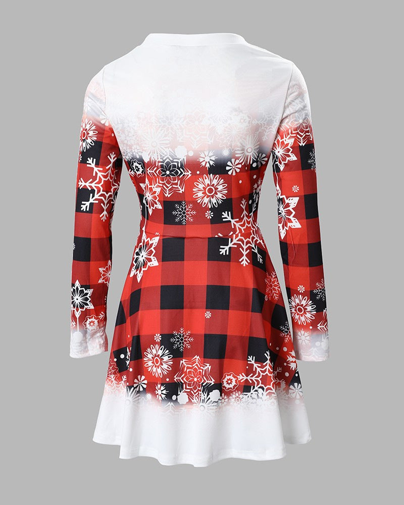 Robe mini d'hiver pour femmes avec décoration festive de flocons de neige Chic und Stil