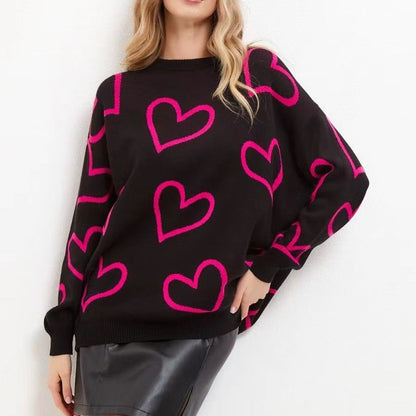 Pull oversized pour femmes avec motif cœur et coupe décontractée Chic und Stil