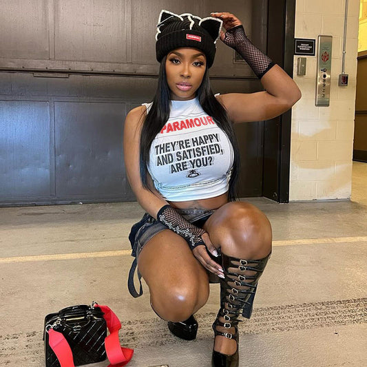 Dames imprimé graphique top court sans manches Chic und Stil 1751515815