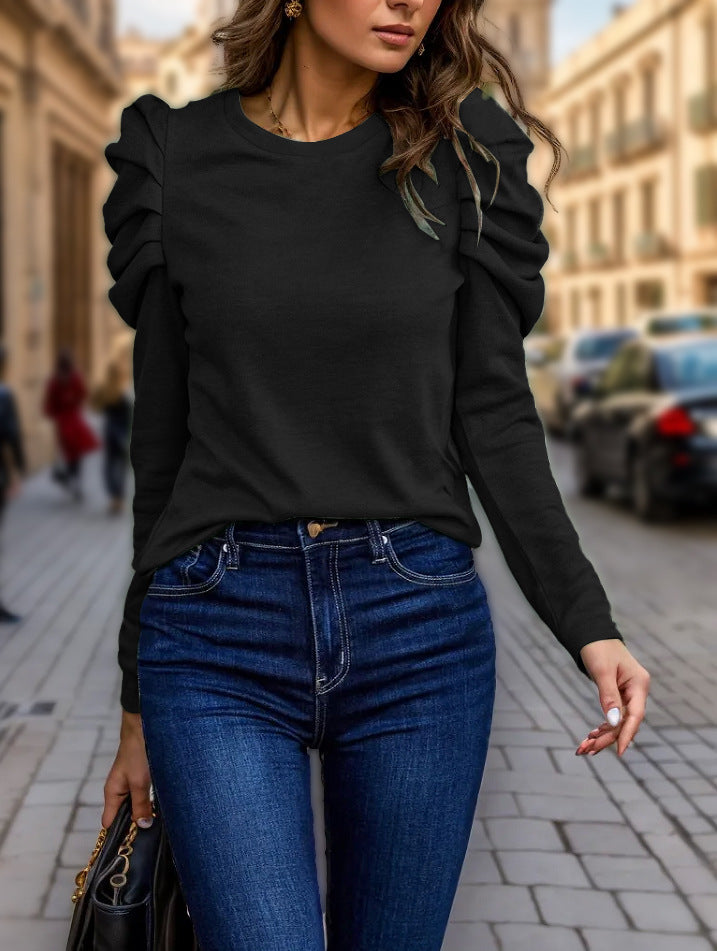 Chemisier à manches longues à la mode pour femmes avec des manches en volants Chic und Stil