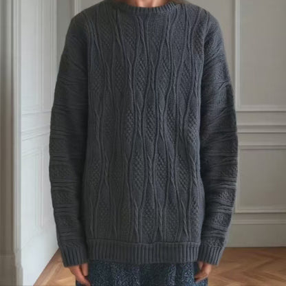 Pull à grosse maille pour femmes avec un motif alvéolé unique et un col haut Chic und Stil