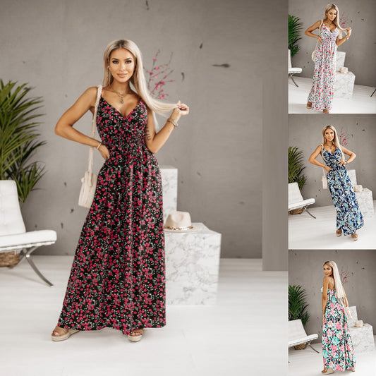 Robe maxi florale pour femmes avec bretelles réglables Chic und Stil