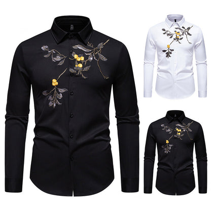 Chemise à manches longues élégante brodée pour hommes Chic und Stil