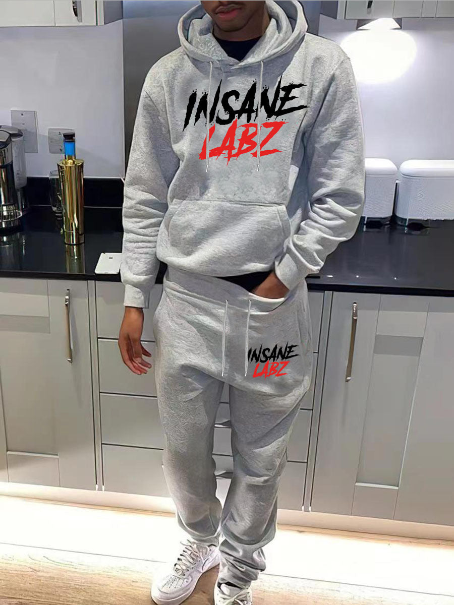 Men's Sports Hoodie and Jogging Pants Set with Chic Logo Marking Style
