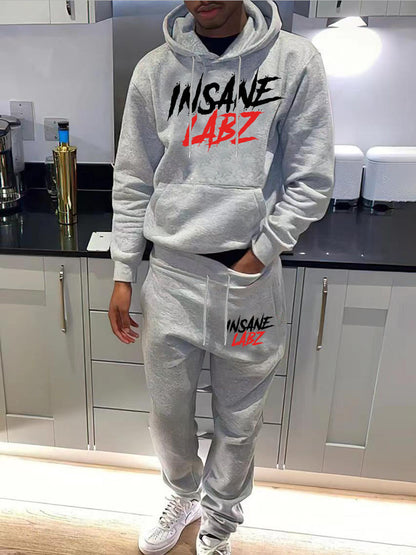 Men's Sports Hoodie and Jogging Pants Set with Chic Logo Marking Style