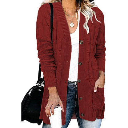 Cardigan en tricot grossier pour femmes avec des détails de boutons et des poches pratiques Chic und Stil