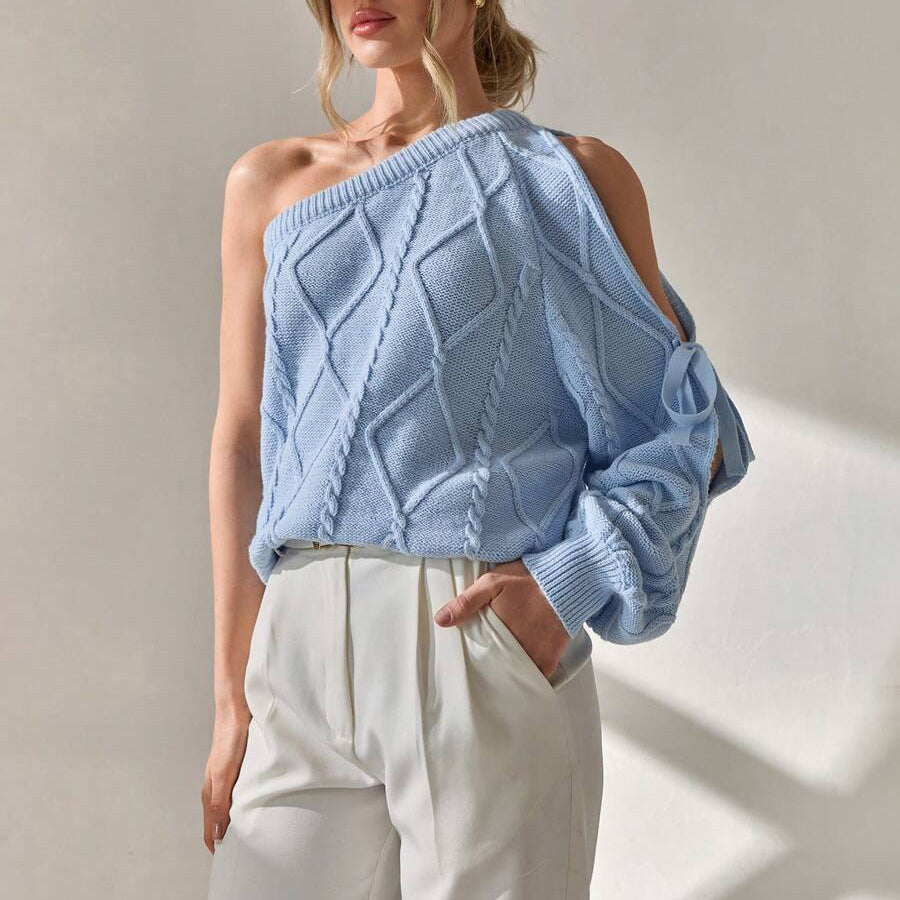 Pull en tricot pour femmes avec des détails découpés asymétriques et un design à côtes élégant Chic und Stil