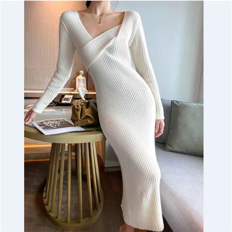 Robe tricot femme avec un élégant design Off-Shoulder et une fine structure côtelée Chic und Stil