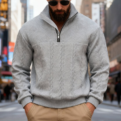 Fleece pullover for men with half-zip and textured pattern Chic und Stil