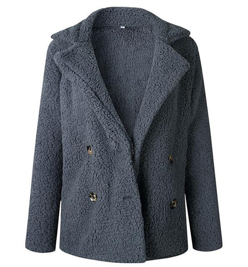 Dames Blazer en fausse fourrure à double boutonnage Chic und Stil