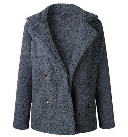 Dames Blazer en fausse fourrure à double boutonnage Chic und Stil