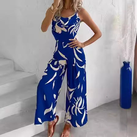 Dames Combinaison à Imprimé Floral à Jambes Larges Chic und Stil