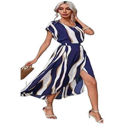 Femmes Robe Maxi Élégante avec Fente Latérale et Silhouette Fluide Chic und Stil