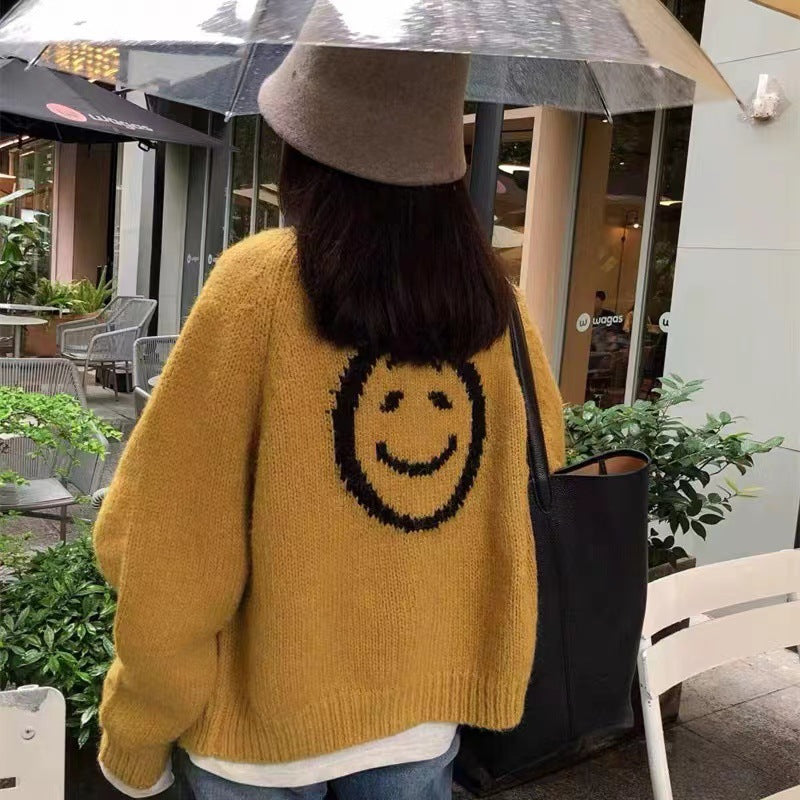 Cardigan femmes et tricot confortable avec motif Smiley ludique Chic und Stil