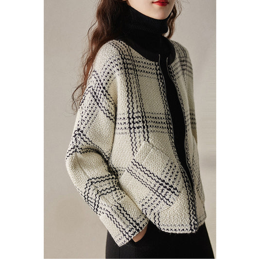 Veste zippée surdimensionnée texturée pour femmes Chic und Stil