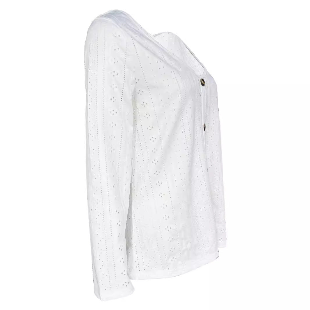 Chemisier à manches longues finement structuré pour femmes avec boutons élégants Chic und Stil