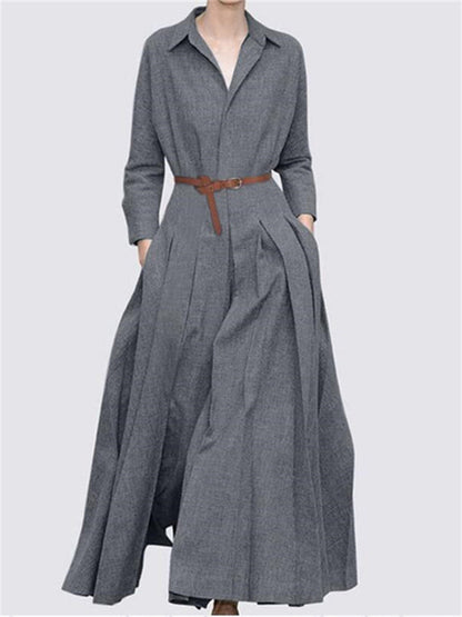 Robe maxi pour dames avec des plis élégants et une ceinture ajustable Chic und Stil