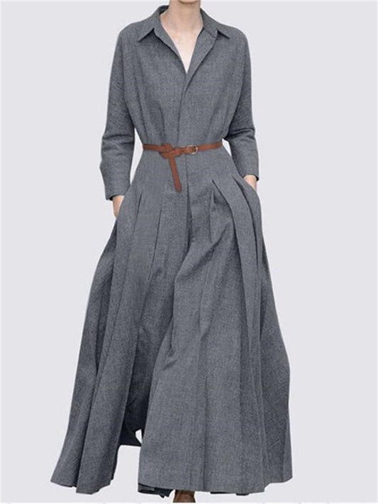 Robe maxi pour dames avec des plis élégants et une ceinture ajustable Chic und Stil