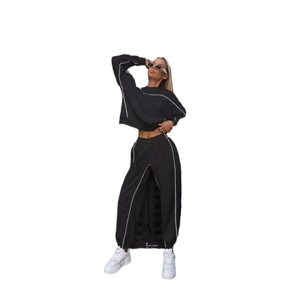 Urban sporty loungewear set for women with cropped sweatshirt and elastic pants Chic and Style