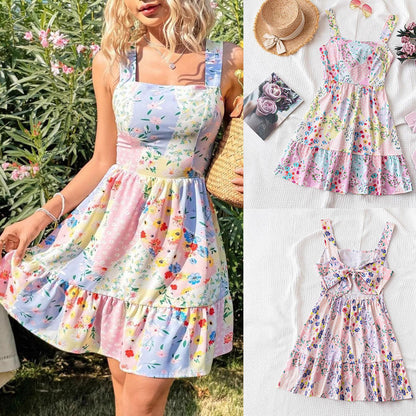 Robe d'été à volants floraux pour femmes Chic und Stil